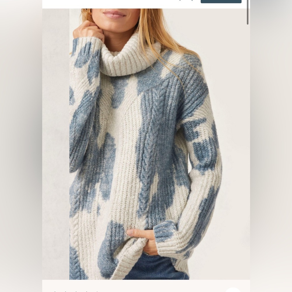 Pilcro Cable Knit Sweater - Cream and Navy